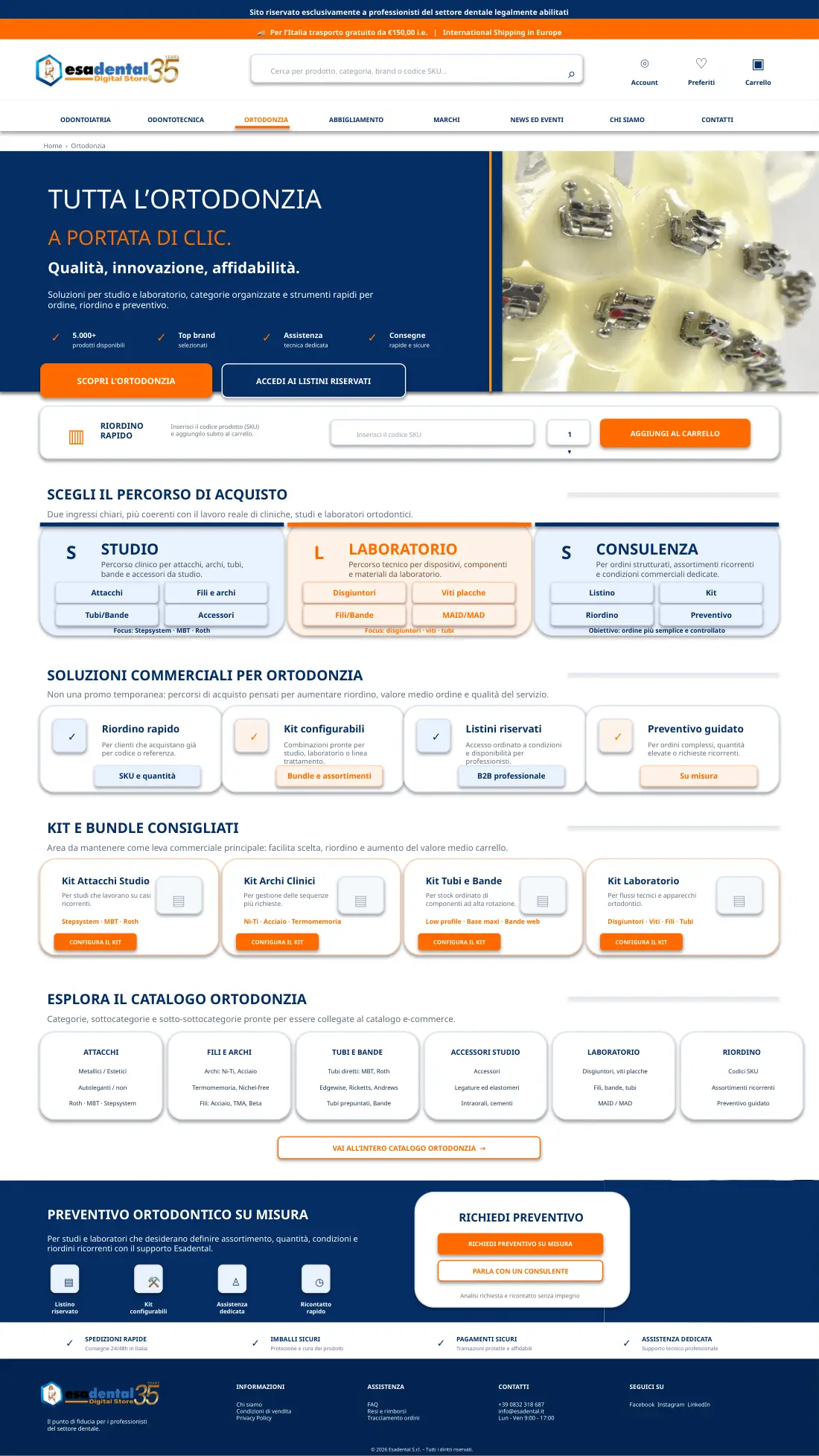 Esadental orthodontics landing page