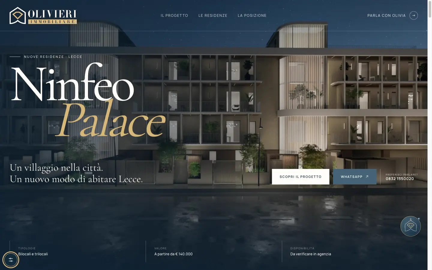 Ninfeo Palace landing page